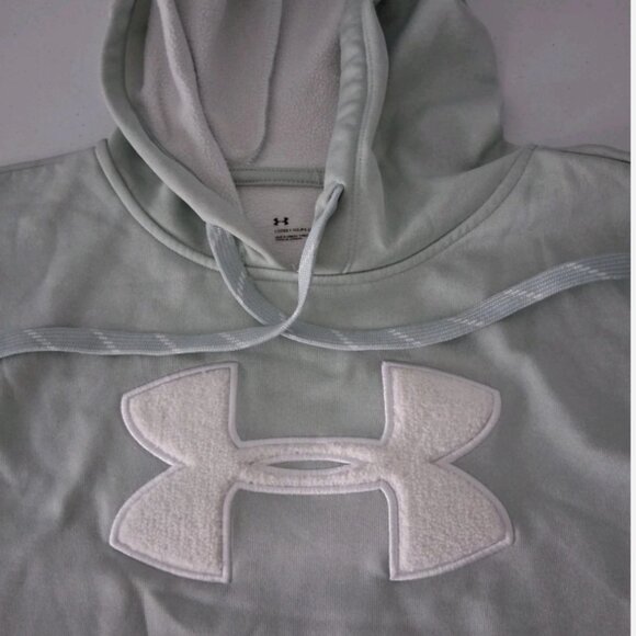 Under Armour UA Light Green Hoodie Pullover Sweatshirt Men's Medium Puffy Logo - Picture 5 of 10